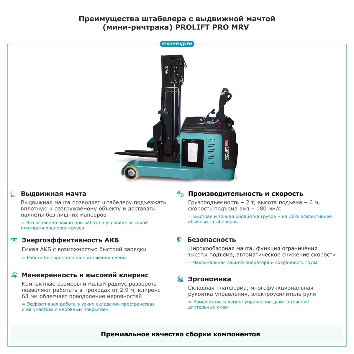 Штабелер с выдвижной мачтой (мини-ричтрак) PROLIFT PRO MRV 2060